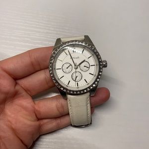 White Leather Fossil Watch